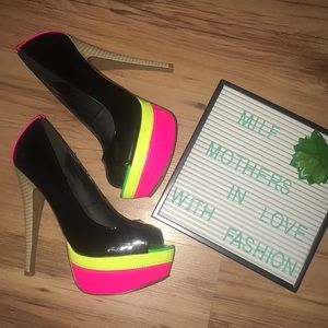 Body Central black & neon stilettos size 7 heels